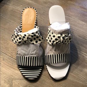 J. Crew mixed bow raffia round heel sandals